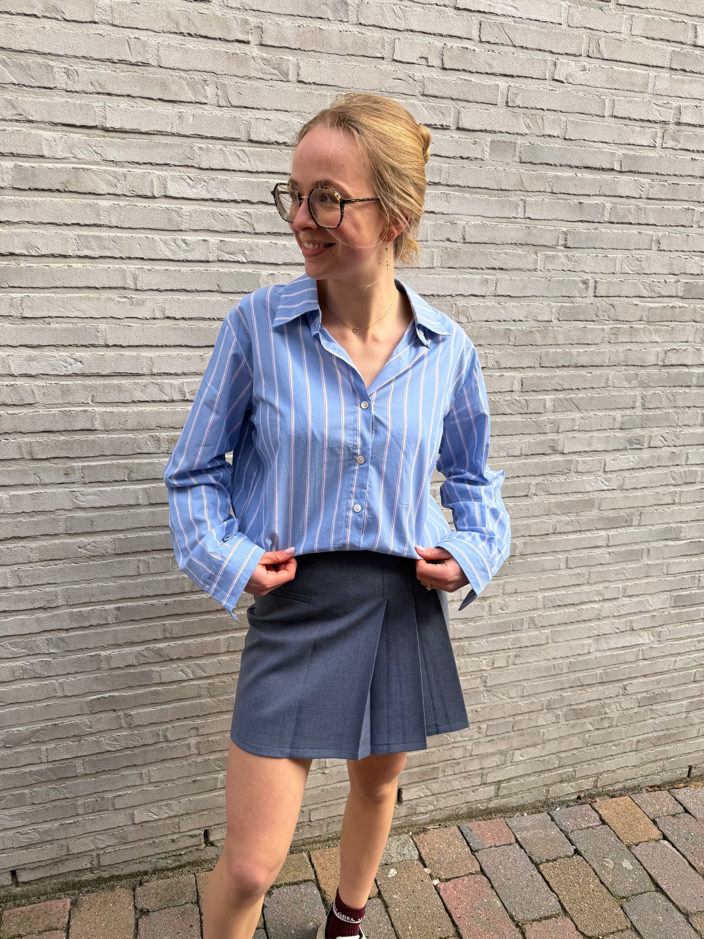 NOA BLOUSE GESTREEPT BLAUW