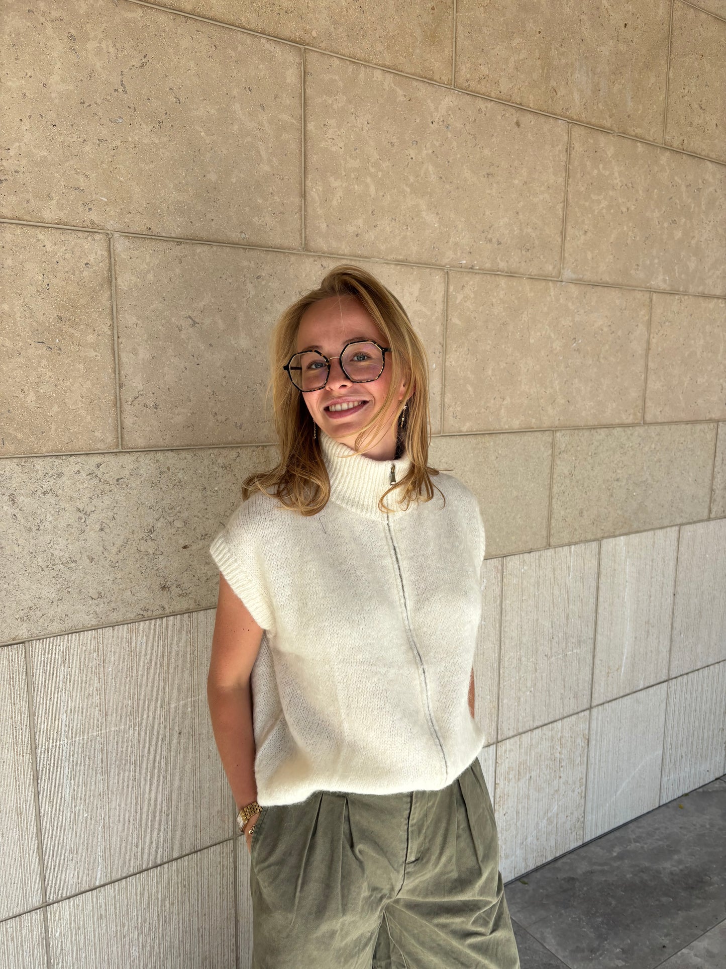 LUKA GILET MET COL ECRU