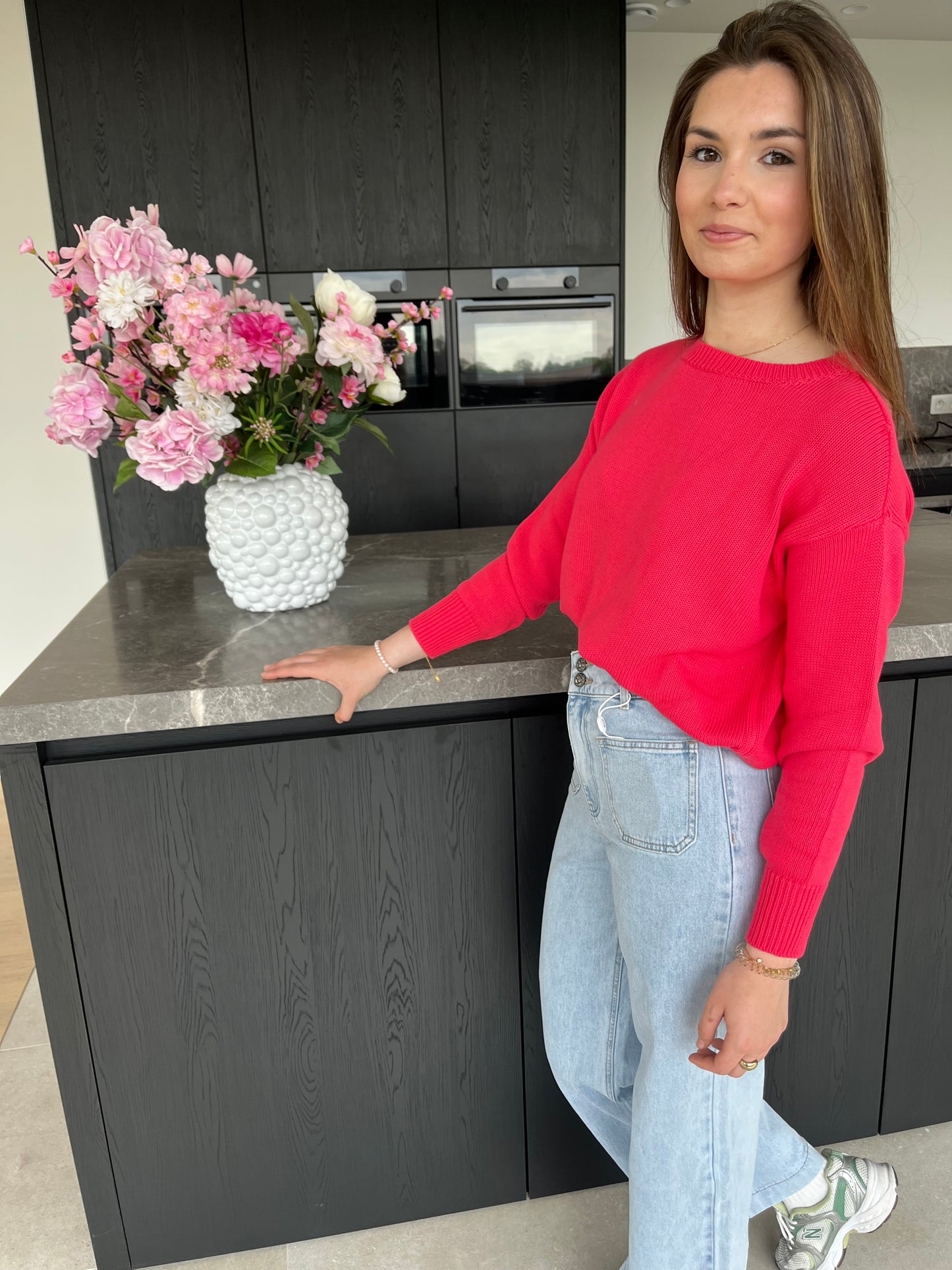 Fenna trui katoen koraalrood