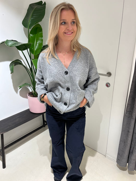 AVA BROEK VELOUR WIDE MARINE