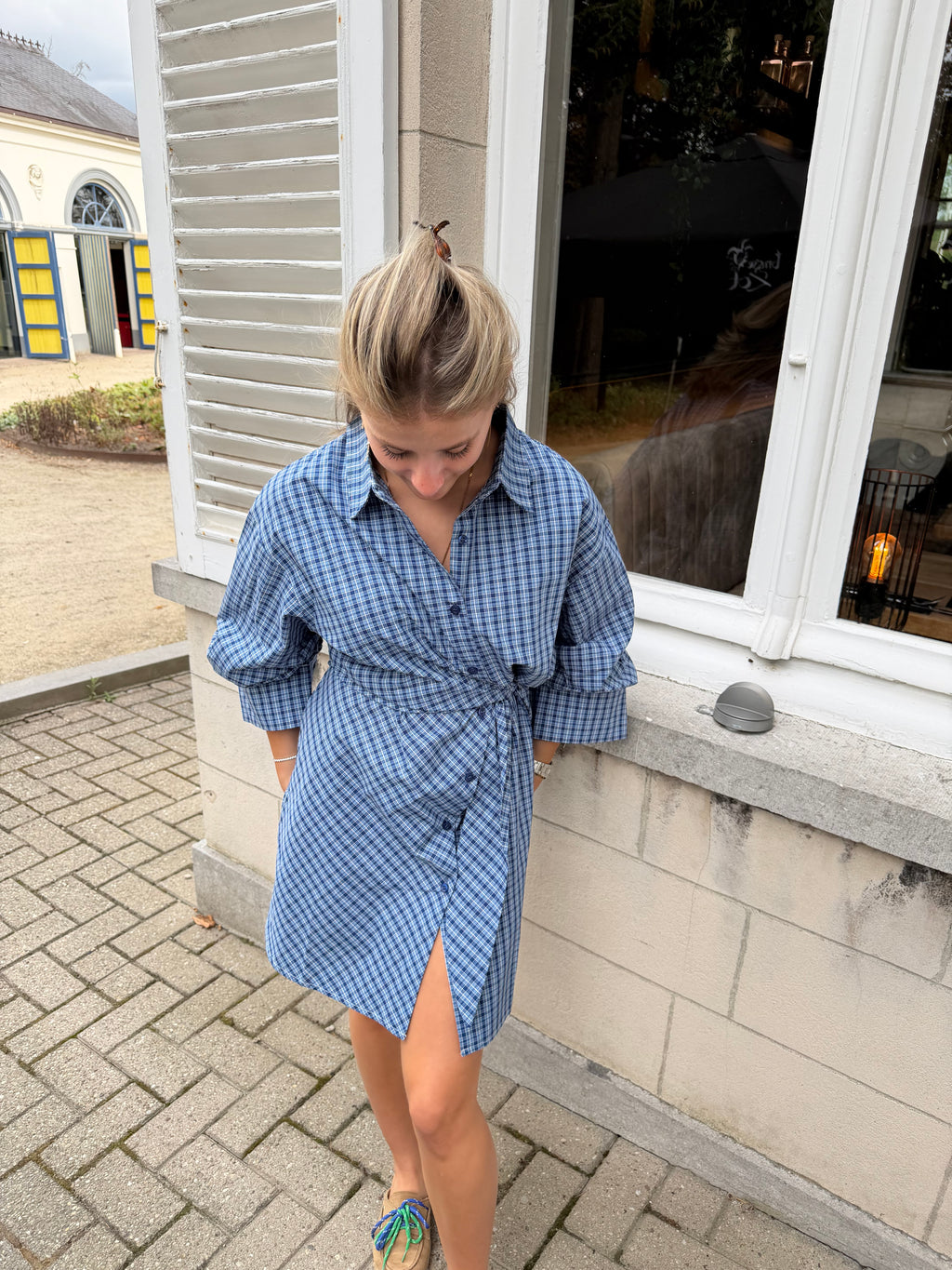 ROBE MORGAN À CARREAUX BLEUE