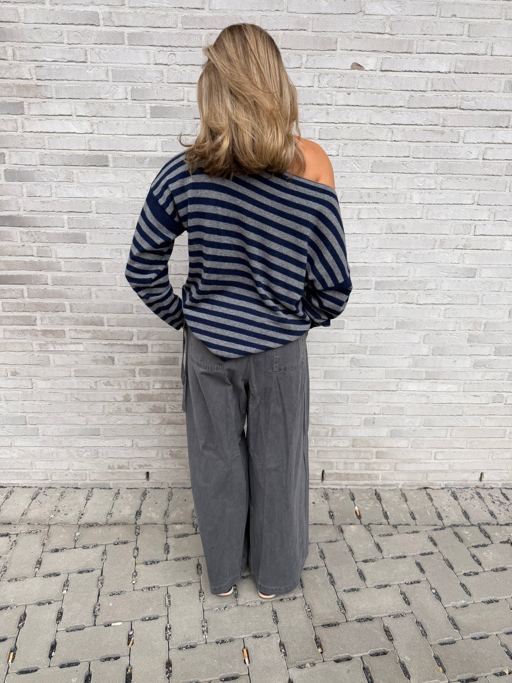 JOELLE OFF SHOULDER MARINE/GRIJS