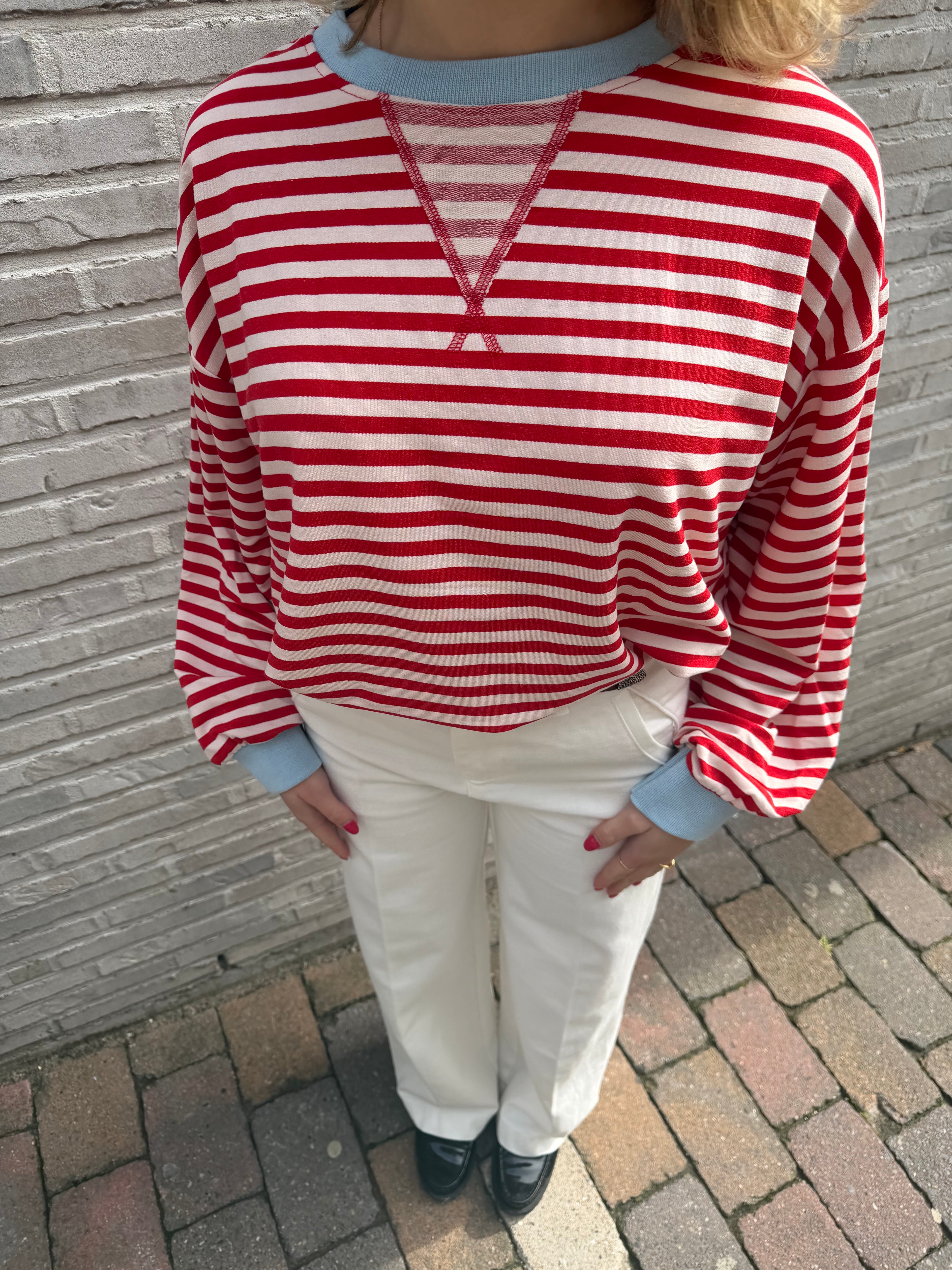 LIZZY SWEATER ROOD/BLAUW