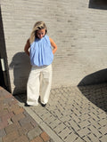 BALLOON TOP BLAUW GESTREEPT