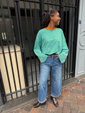 LUNA GESTREEPT SHIRT GROEN/BLAUW