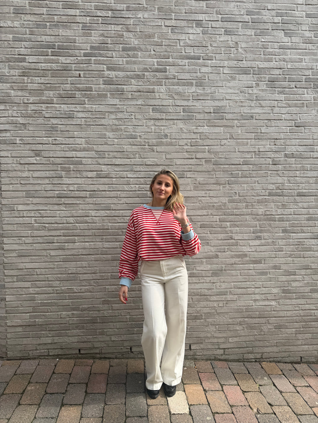 LIZZY SWEATER ROOD/BLAUW