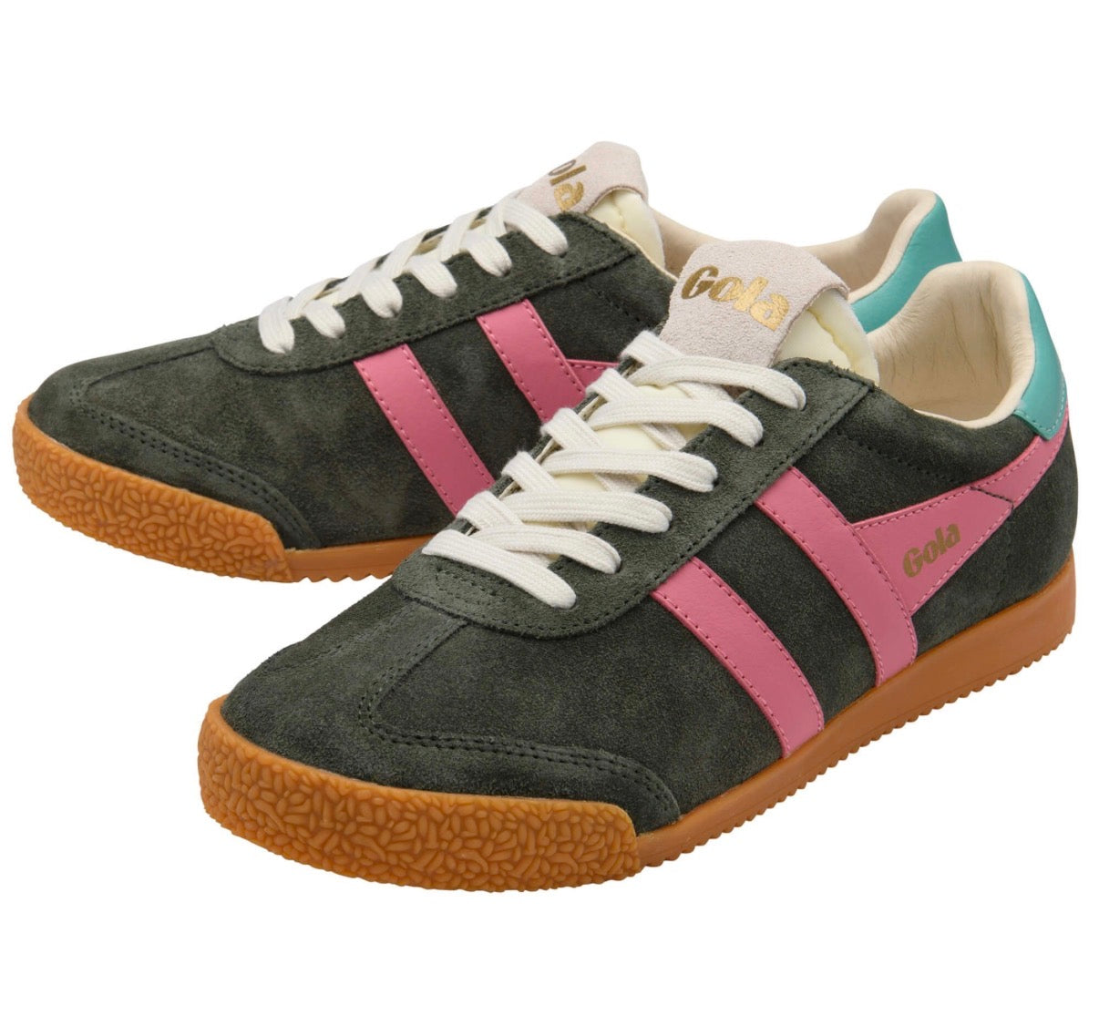 GOLA WOMAN ELAN TRAINER DARK KHAKI BUBBLEGUM