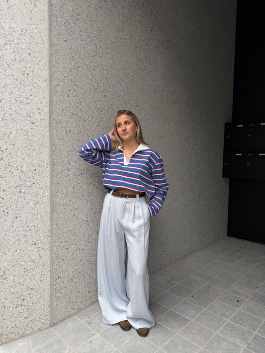 MANOU BLAUWE BROEK MET RIEM