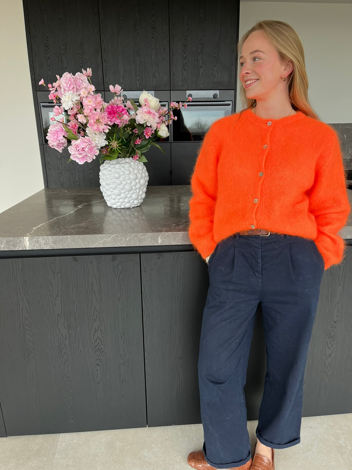 Mira mohair trui oranje