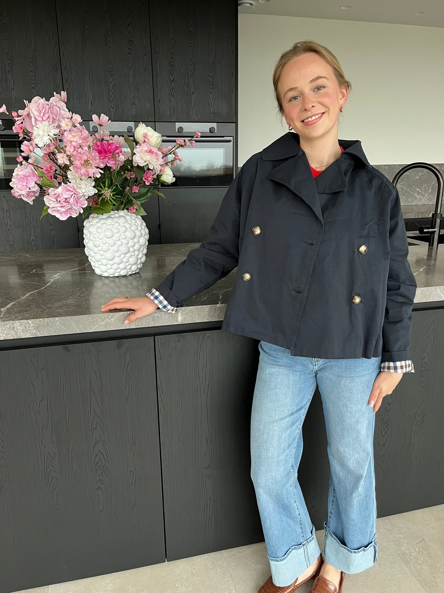 Loïs korte trenchcoat donkerblauw